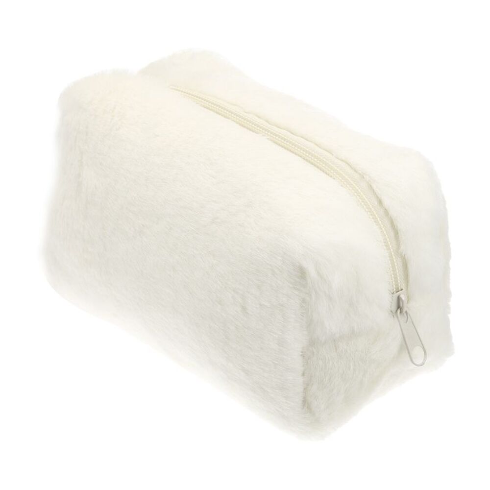 Small Plush Soft Beauty Cute Travel Toiletry Multifunctional Cosmetic Bag White